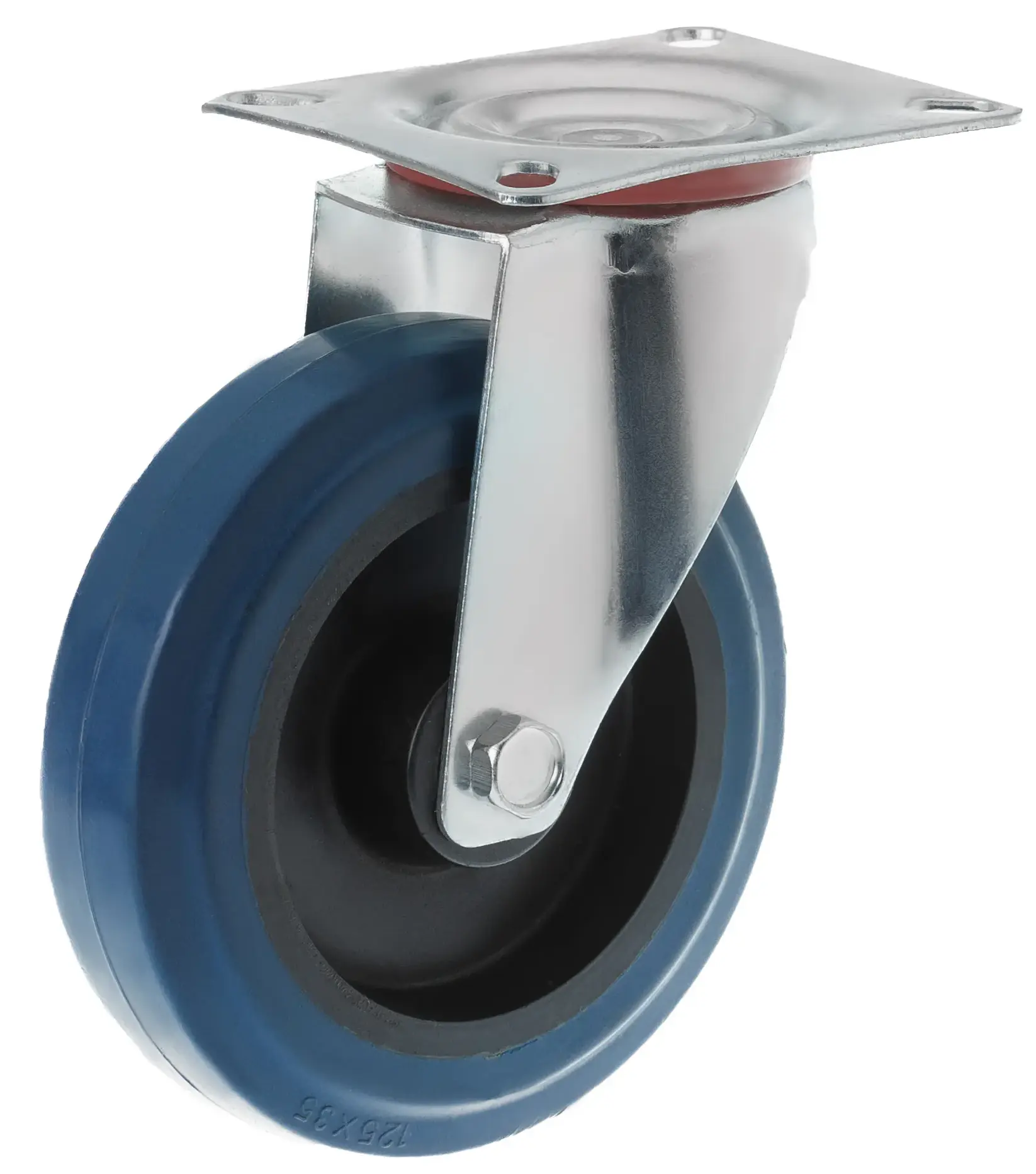 Колесо поворотное, платформенное крепление, синяя резина д. 125 мм - SCL 55